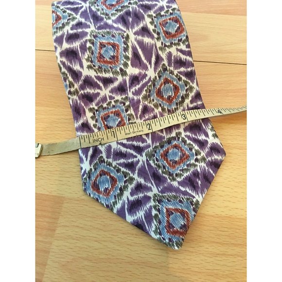 Daniel Craig Purple White Blue Geometric 100% Silk Italy Men’s Tie Handmade - Picture 2 of 5